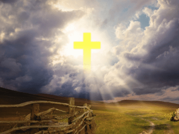 yellow cross in the clouds